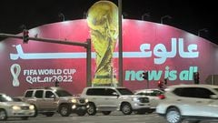 Advertisement promoting the FIFA 2022 World Cup soccer tournament is pictured in Doha, Qatar November 7, 2022.   REUTERS/Stringer