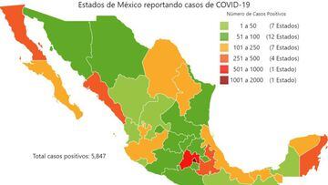 Mapa y casos de coronavirus en México por estados hoy 16 de abril