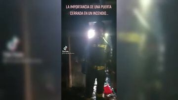 Un bombero nos muetra la razón por la cual debemos de mantener las puertas cerradas en incendios