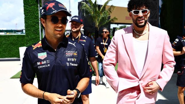Checo Pérez y Bad Bunny llegan juntos al Gran Premio de Miami