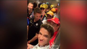 Pilotos de Formula 1 quedan atrapados en el elevador