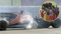 Fernando Alonso y su McLaren Honda en los Libres 1 del GP de Espa&ntilde;a.