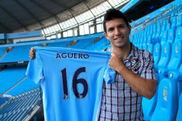 Sergio Agüero, noveno en el ránking, tiene un 1,46% de ventas de camisetas con Manchester City.