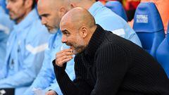 Pep Guardiola, entrenador del Manchester City, durante un partido.