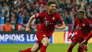 Britain Football Soccer - Bayern Munich v Atletico Madrid - UEFA Champions League Semi Final Second Leg - Allianz Arena, Munich - 3/5/16
 Xabi Alonso celebrates scoring the first goal for Bayern Munich 
 Reuters / Michaela Rehle
 Livepic
 EDITORIAL USE ONLY.
