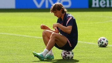 Modric, durante un entrenamiento de Croacia.