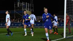 KINGSTON UPON THAMES, ENGLAND - NOVEMBER 23: Sophie Ingle of Chelsea celebrates after scoring her team's first goal during the UEFA Women's Champions League group A match between Chelsea FC and Real Madrid at Kingsmeadow on November 23, 2022 in Kingston upon Thames, England. (Photo by Harriet Lander - Chelsea FC/Chelsea FC via Getty Images)