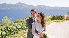MALLORCA, SPAIN - OCTOBER 19: (EDITOR&#039;S NOTE: Mandatory credit of Fundacion Rafa Nadal needed.) In this handout photo provided by the Fundacion Rafa Nadal, Rafa Nadal poses with wife Xisca Perello for the official wedding portraits after they were married on October 19, 2019 in Mallorca, Spain. (Photo by Fundacion Rafa Nadal via Getty Images)