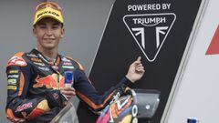 ASSEN, NETHERLANDS - JUNE 26: Raul Fernandez of Spain and Red Bull KTM Ajo  celebrates the Moto2 pole position at the end of the qualifying practice during the MotoGP of Netherlands - Qualifying at TT Circuit Assen on June 26, 2021 in Assen, Netherlands. 