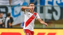 Rafael Santos Borr&eacute; celebrando su gol con River Plate ante Gremio por la vuelta de la semifinal de Copa Libertadores