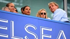Guro Reiten, Sam Kerr, Erin Cuthbert and Todd Boehly, Owner of Chelsea FC look on prior to the Premier League match between Chelsea FC and Tottenham Hotspur at Stamford Bridge.