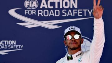 V for Victory. Lewis Hamilton in Montmelo today.