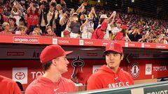 ANAHEIM, CALIFORNIA - SEPTEMBER 16: Shohei Ohtani sits on the bench in the fourth inning during a game against the Detroit Tigers at Angel Stadium of Anaheim on September 16, 2023 in Anaheim, California.   John McCoy/Getty Images/AFP (Photo by John MCCOY / GETTY IMAGES NORTH AMERICA / Getty Images via AFP)