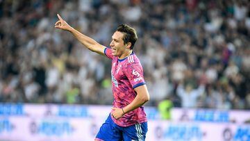 Udine (Italy), 04/06/2023.- Juventus's Federico Chiesa celebrates after scoring the 0-1 goal during the Italian Serie A soccer match between Udinese Calcio and Juventus FC in Udine, Italy, 04 June 2023. (Italia) EFE/EPA/ETTORE GRIFFONI
