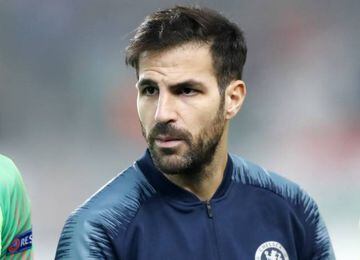 BUDAPEST, HUNGARY - DECEMBER 13: Cesc Fabregas of Chelsea FC waits for the kick-off prior to the UEFA Europa League Group Stage Match between Vidi FC and Chelsea FC at Ferencvaros Stadium on December 13, 2018 in Budapest, Hungary. (Photo by Laszlo Szirtes