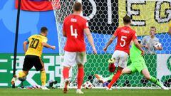 SAINT PETERSBURG, RUSSIA - JULY 14:  Eden Hazard of Belgium scores his team&#039;s second goal during the 2018 FIFA World Cup Russia 3rd Place Playoff match between Belgium and England at Saint Petersburg Stadium on July 14, 2018 in Saint Petersburg, Russ