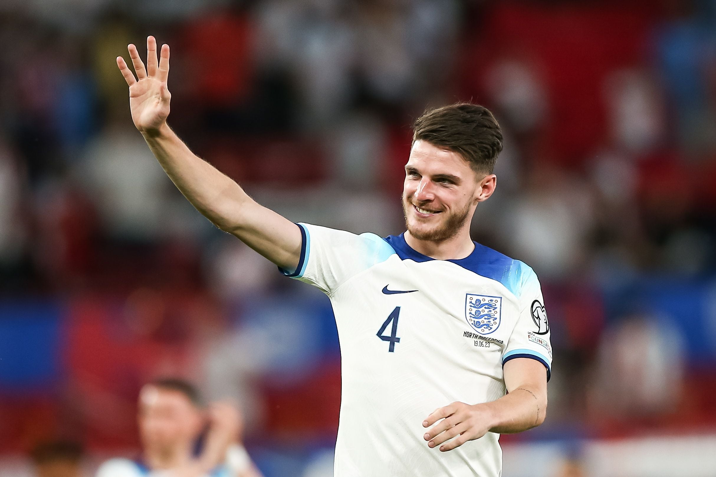 Declan Rice, jugador del West Ham, durante un partido con la Selección inglesa.