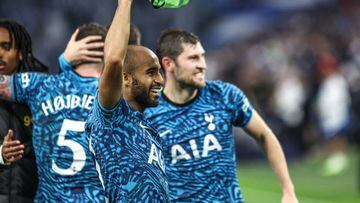Lucas MOURA of Tottenham celebrate the victory after the UEFA Champions League match between Marseille and Tottenham at Tottenham Hotspur Stadium on November 1, 2022 in London, England. (Photo by Johnny Fidelin/Icon Sport via Getty Images)