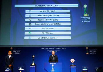 Soccer Football - Official Draw for the FIFA Club World Cup UAE 2018 - Zurich, Switzerland - September 4, 2018 Former Argentina player Esteban Cambiasso waits as participating clubs are announced before the start of the draw