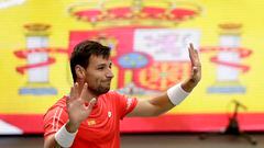El tenista español Bernabé Zapata celebra su victoria ante Seong-chan Hong en la eliminatoria entre España y Corea del Sur de Copa Davis.