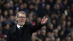 FILE - In this March 20, 2016 file photo, PSG headcoach Laurent Blanc gestures during his French League One soccer match against Monaco, at the Parc des Princes stadium, in Paris. Paris Saint-Germain says Monday June 27, 2016  it has parted company with c