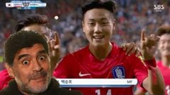 Maradona y Seung-Ho Paik.
