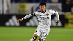 Jul 26, 2023; Carson, CA, USA; Los Angeles Galaxy midfielder Riqui Puig (6) moves the ball against Leon during the second half at Dignity Health Sports Park. Mandatory Credit: Gary A. Vasquez-USA TODAY Sports