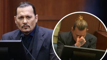 Johnny Depp llorando en la corte durante el juicio por difamación contra Amber Heard