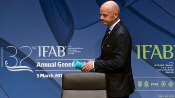 FIFA President Gianni Infantino arrives before a news conference after the 132nd Annual Meeting of the IFAB (International Football Association Board) at FIFA&#039;s headquarters in Zurich, Switzerland March 3, 2018.  REUTERS/Arnd Wiegmann