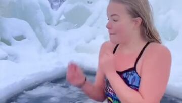 influencer finlandesa hielo baño redes sociales bikini tiktok lago congelado elina makinen