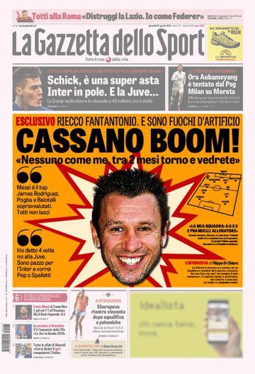 Portada de 'La Gazzetta dello Sport' del jueves, 27 de abril de 2017.