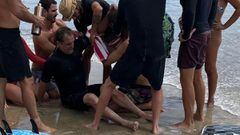 El surfista Mathew Cassidy, herido en el brazo en Byron Bay, Australia. Febrero del 2023. 