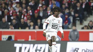LILLE, FRANCE - FEBRUARY 4: Eduardo Camavinga of Stade Rennais during the Ligue 1 match between Lille OSC (LOSC) and Stade Rennais (Rennes) at Stade Pierre Mauroy on February 4, 2020 in Villeneuve d&#039;Ascq near Lille, France. (Photo by Jean Catuffe/Get