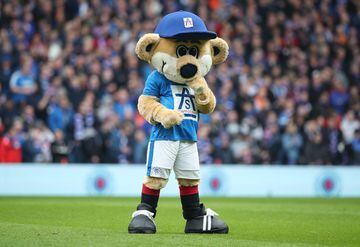 GLASGOW, SCOTLAND - MARCH 11:  The Rangers mascot Broxi Bear is seen prior to the Ladbrokes Scottish Premiership match between Rangers and Celtic at Ibrox Stadium on March 11, 2018 in Glasgow, Scotland.  (Photo by Ian MacNicol/Getty Images)