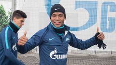 Wilmar Barrios preparado para un entrenamiento con el Zenit de San Petersburgo.