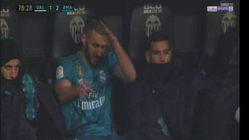 Real Madrid's Benzema angry after being substituted by Zidane