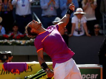 Tennis - ATP 1000 Masters - Madrid Open - Men&#039;s Singles Semifinal - Novak Djokovic of Serbia v Rafael Nadal of Spain - Madrid, Spain - 13/5/17 - Nadal celebrates at the end of the match. REUTERS/Susana Vera