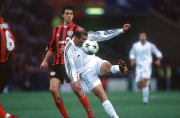 Zinedine Zidane volleys in a memorable winner for Real Madrid in the 2002 Champions League final.