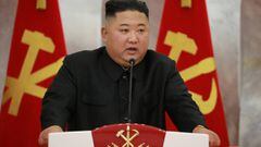 Imagen del l&iacute;der de Corea del Norte, Kim Jong-Un, dando un discurso.