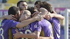 Basanta celebra el segundo gol de la Fiorentina sobre Atalanta.