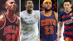 Jordan, Cristiano, LeBron y Messi son cuatro de los 20 deportistas que m&aacute;s han ingresado en la historia.