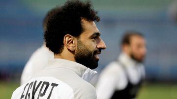 Mohamed Salah, en un entrenamiento con Egipto.