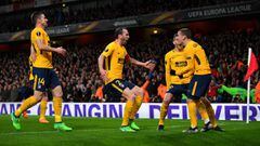 Griezmann celebra el gol en el Arsenal-Atl&eacute;tico