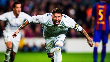 Ramos scores the equaliser against Barcelona in El Clásico