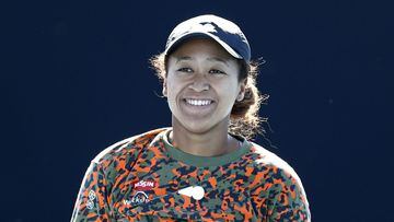 MELBOURNE, AUSTRALIA - FEBRUARY 19: Naomi Osaka of Japan 
 practices on an outside court during day 12 of the 2021 Australian Open at Melbourne Park on February 19, 2021 in Melbourne, Australia. (Photo by Darrian Traynor/Getty Images)
