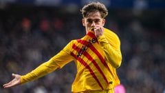 Pablo Martin Paez Gavira &ldquo;Gavi&rdquo; of FC Barcelona celebrates a goal (annulled by VAR) during La Liga match, football match played between RCD Espanyol and FC Barcelona at RCD Stadium on February 13, 2022, in Barcelona, Spain. AFP7  13/02/2022 
