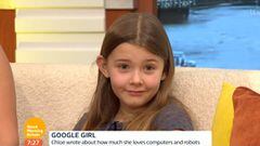 Chloe Bridgewater, la niña de 7 años que escribió una carta a Google para ofrecerse a trabajar allí y que recibió la respuesta de Sundar Pichai, en el programa de televisión Good Morning Britain.