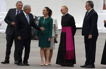 De izquierda a derecha: Adán Augusto López, secretario de Gobernación,; Andrés Manuel López Obrador, presidente de México; Claudia Sheinbaum, Jefa de Gobierno de la CDMX y Marcelo Ebrard, secretario de Relaciones Exteriores.