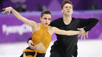 Sara Hurtado y Kirill Khaliavin, en acci&oacute;n durante el programa corto de danza en patinaje de los Juegos Ol&iacute;mpicos de Invierno de Pyeongchang.