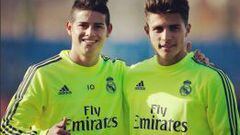James Rodr&iacute;guez y Juan Jos&eacute; Narv&aacute;ez, en un entrenamiento del Real Madrid.
